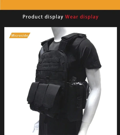 6094 Military Tactical Vest Body Armor Combat Army CS Gear Hunting Plate Carrier Airsoft Accessories Wargame Pouch Molle Vest by PETAL & GLOW