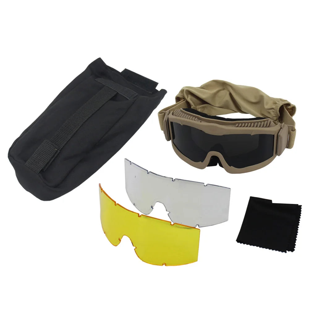 VULPO Tactical Goggles Airsoft Paintball Shooting Goggles Windproof Anti Fog Glasses Hiking Mountaineering Glasses by PETAL & GLOW