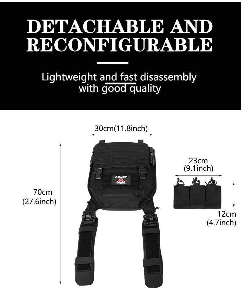 Artex New combat vest 6094 quick detachable light laser cut tactical vest black gear to carry airsoft carrier combat equipment by PETAL & GLOW
