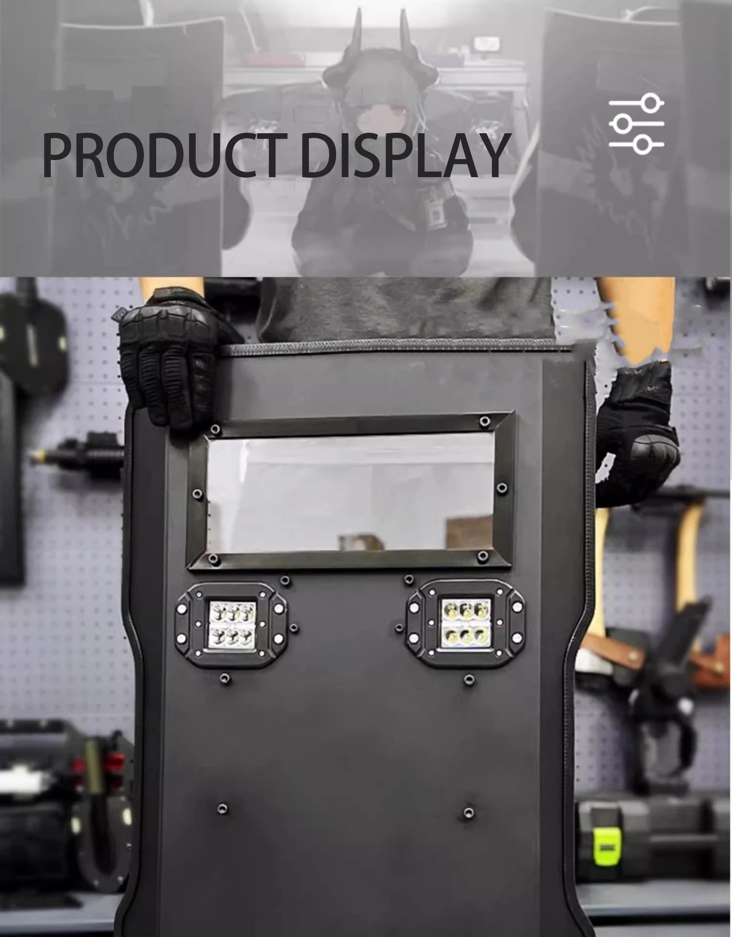 High-strength ABS Impact-resistant Flash Shield Live CS Riot Shield Cos Shield Prop Equipment Can Be Customized by PETAL & GLOW