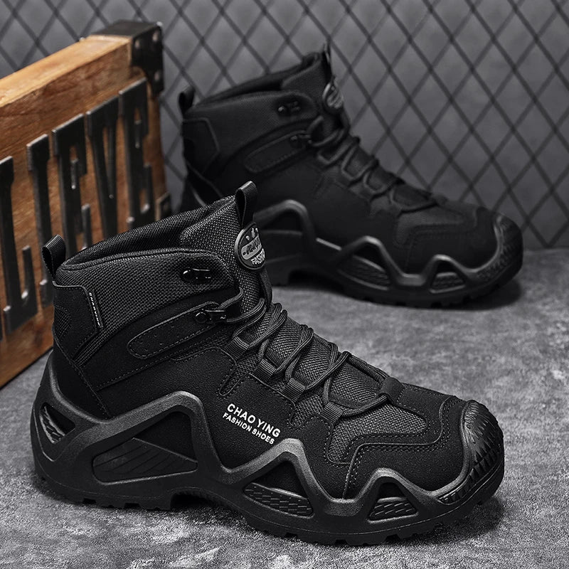 Men Tactical Boots Army Boots Mens Military Desert Waterproof Work Safety Shoes Climbing Hiking Shoes Ankle Men Outdoor Boots by PETAL & GLOW