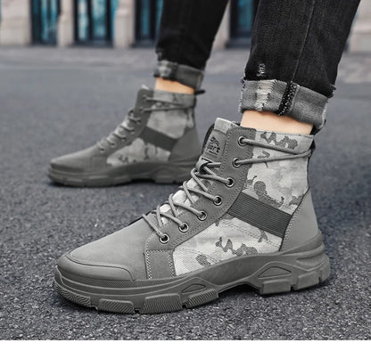 Military Boots for Men Autumn High Top Camouflage Desert Casual Flats Mens Boot Breathable Non Slip Work Shoes Zapatillas Hombre by PETAL & GLOW