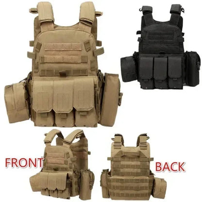 6094 Military Tactical Vest Body Armor Combat 1Army CS Gear Hunting Plate Carrier Airsoft Accessories Wargame Pouch Molle Vest by PETAL & GLOW