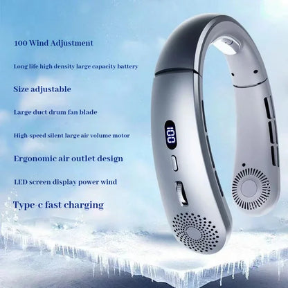 Neck Fan,Lightweight Wearable Fan, Low Noise 5 Speed Hands Free Fan, Hanging Headphone Design Sports Fan for Indoor & Outdoor