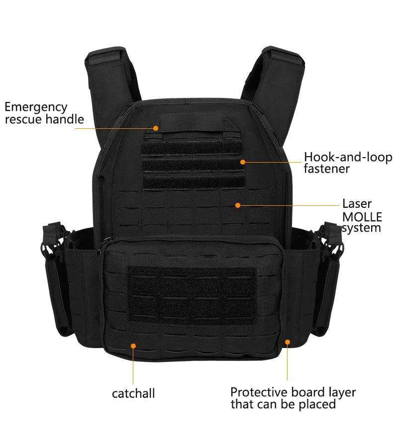 Artex New combat vest 6094 quick detachable light laser cut tactical vest black gear to carry airsoft carrier combat equipment by PETAL & GLOW