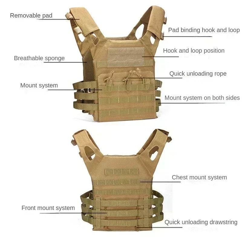 Nylon Tactical Vest Body Armor Hunting Carrier Airsoft Accessory Combat MOLLE Camo Cosplay Army Vest CS Game Jungle Equipment by PETAL & GLOW