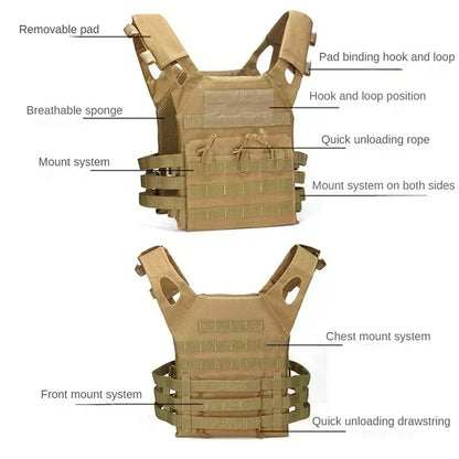 Nylon Tactical Vest Body Armor Hunting Carrier Airsoft Accessory Combat MOLLE Camo Cosplay Army Vest CS Game Jungle Equipment by PETAL & GLOW