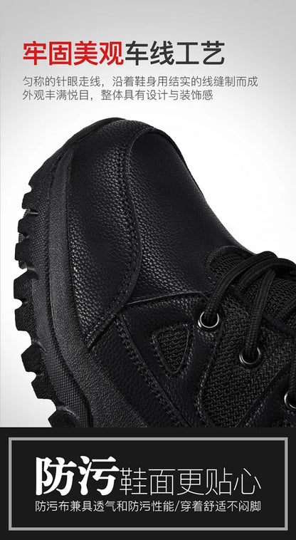 Men's Military Tactical Boots Army Boots Men Side Zipper Military Boots Men Anti-Slip Ankle Boots Work Safety Shoes Hiking Shoes by PETAL & GLOW