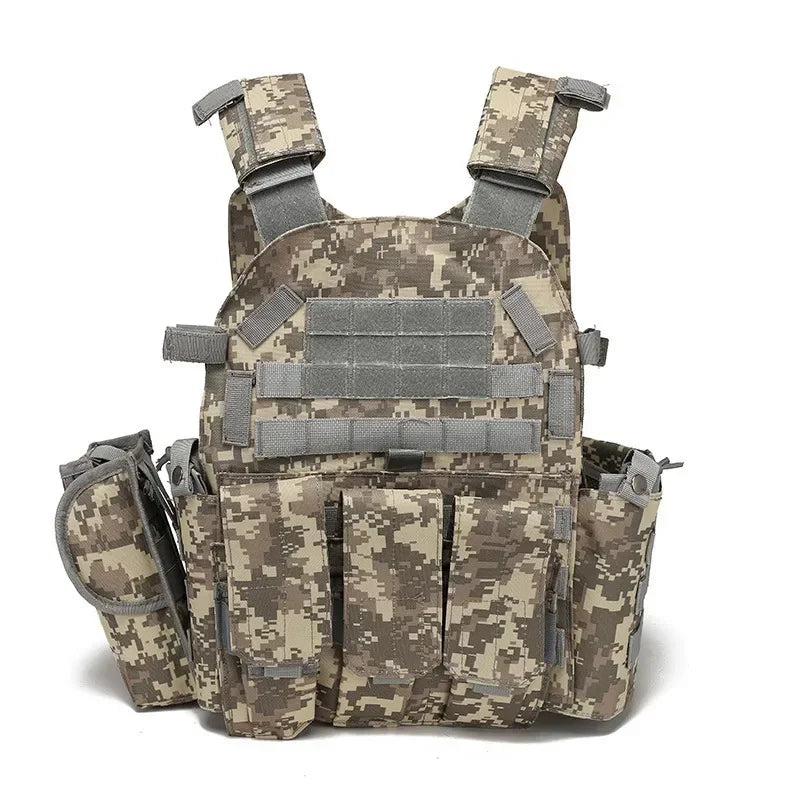 6094 Military Tactical Vest Body Armor Combat 1Army CS Gear Hunting Plate Carrier Airsoft Accessories Wargame Pouch Molle Vest by PETAL & GLOW