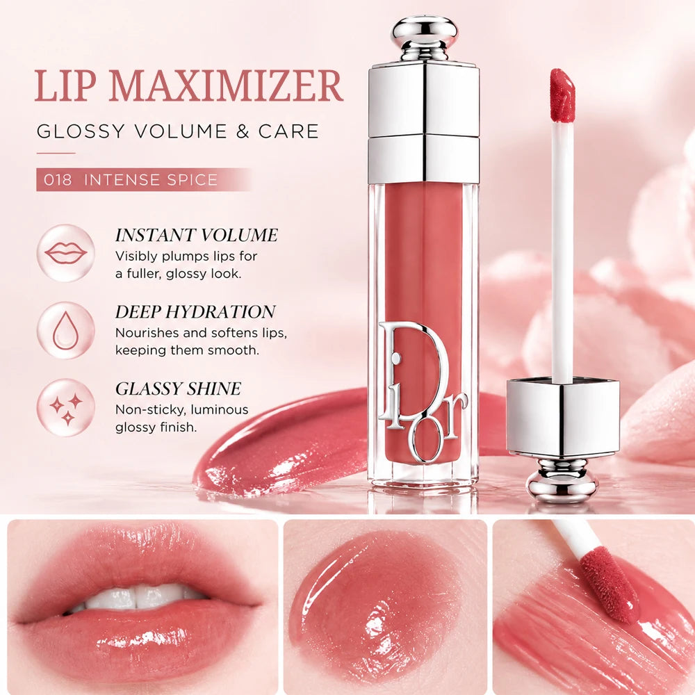 Dior Addict Lip Maximizer Plumping Lip Gloss Shade #018 2ml Mini Travel Size Volume-Enhancing Hydrating Glossy Lip Plumper Pepti