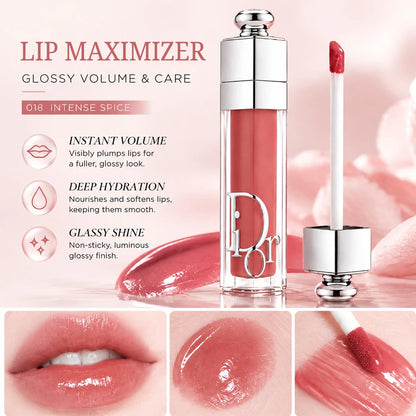 Dior Addict Lip Maximizer Plumping Lip Gloss Shade #018 2ml Mini Travel Size Volume-Enhancing Hydrating Glossy Lip Plumper Pepti