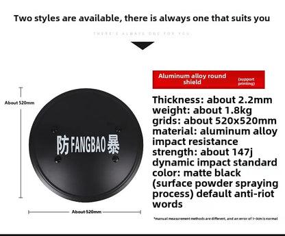 Metal Tactical Handheld Aluminum Alloy Round Shield Riot Shield Round Tactical Shield Security Equipment Security Equipment by PETAL & GLOW