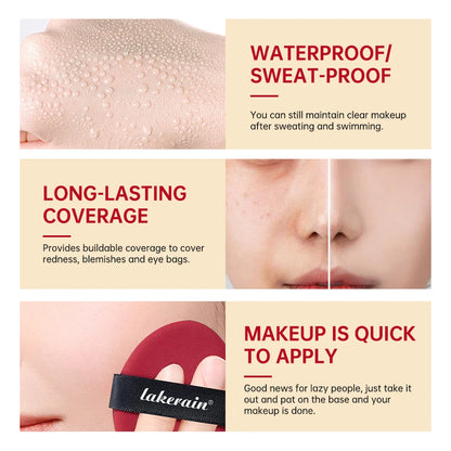 Sunscreen Cushion Foundation Fit Cushion Foundation Full Coverage Waterproof Long-lasting Concealer Long-lasting Makeup