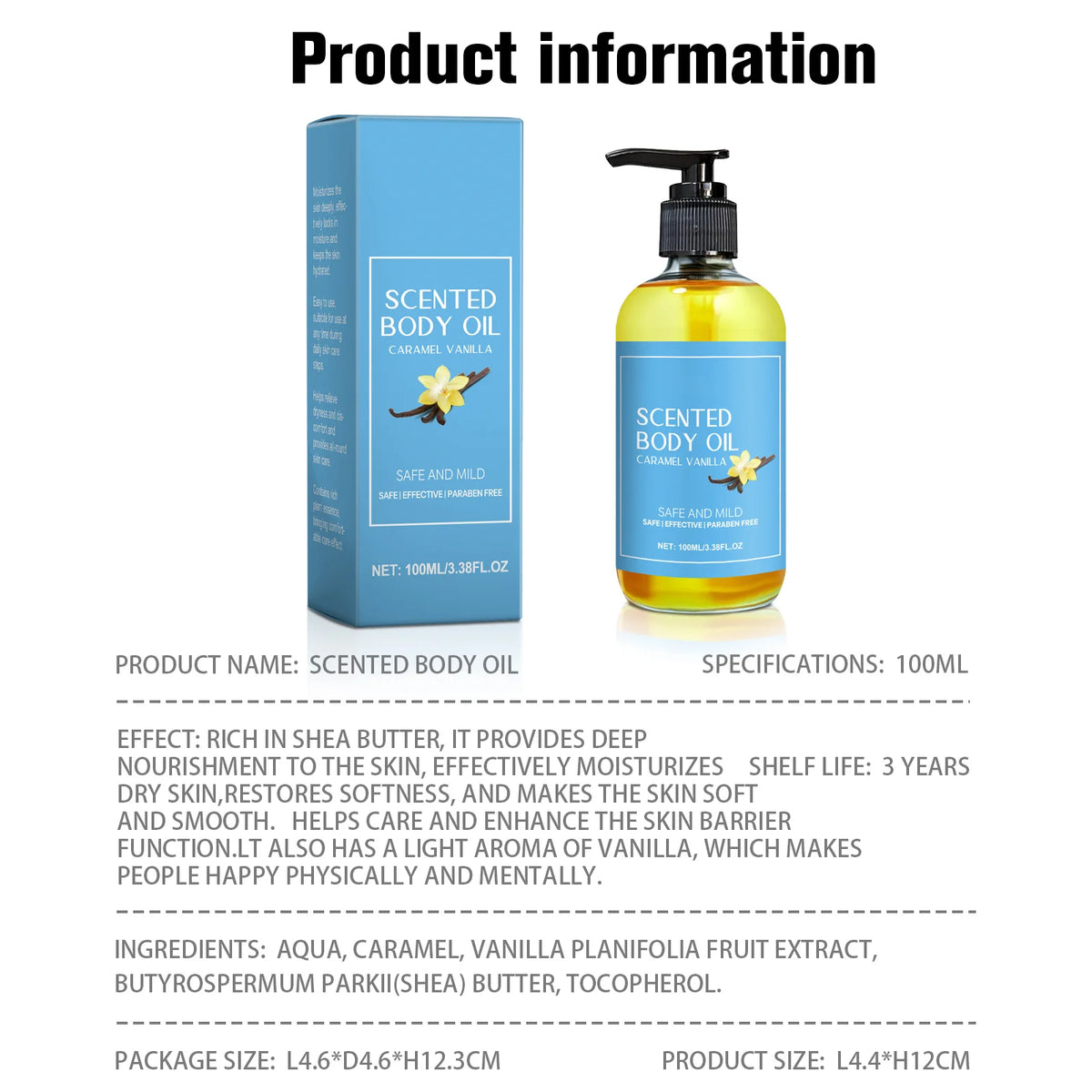 1-5pcs Stress Relief Body Oil with Vanilla - Deeply Moisturizes & Soothes Muscles, Herbal Formula for Relaxing Bath & Massage.