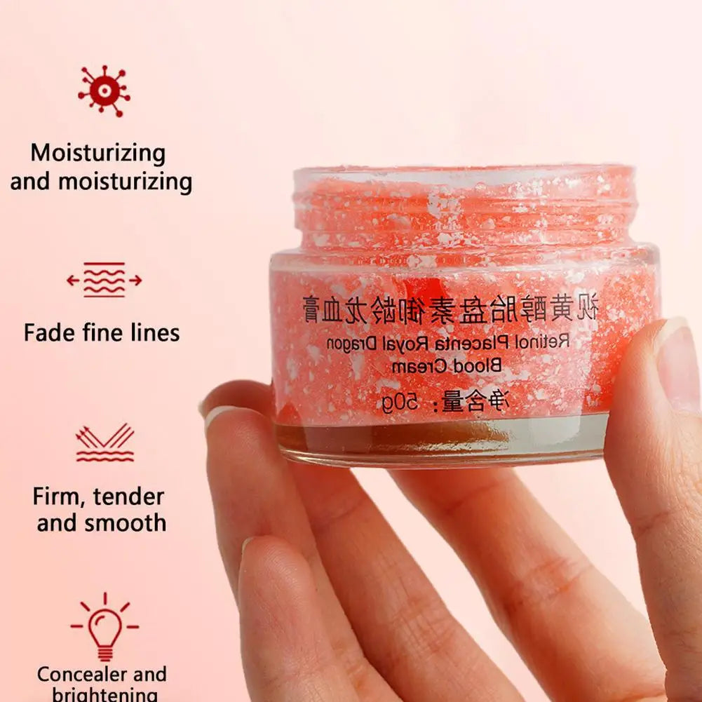 50g Dragon Blood Retinol Face Cream Smoothing Firming Face Serum Moisturizer with Placenta Extract Rejuvenation Skin Care by PETAL & GLOW