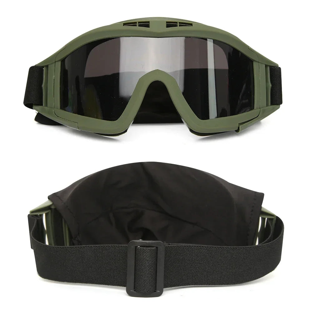 Tactical Goggles Mountaineering Shooting Sunglasses Windproof Sand Control Motocross CS Glasses 3 Lenses Replaceable Motorcycle by PETAL & GLOW
