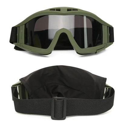 Tactical Goggles Mountaineering Shooting Sunglasses Windproof Sand Control Motocross CS Glasses 3 Lenses Replaceable Motorcycle by PETAL & GLOW