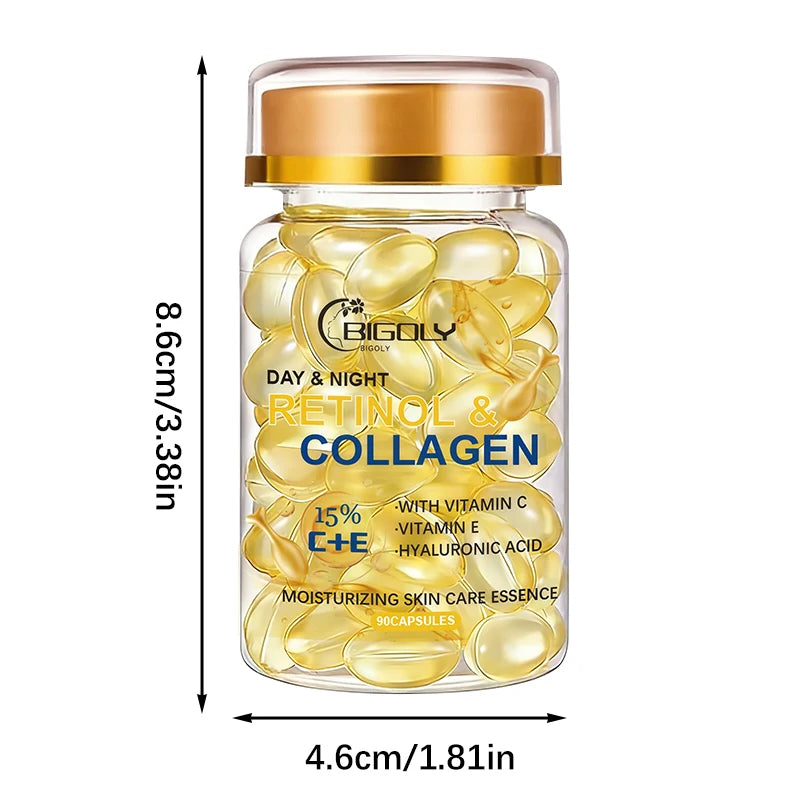 Retinol Collagen Essence Ampoules (90pcs) | Anti-Aging Face Serum for Firming & Moisturizing