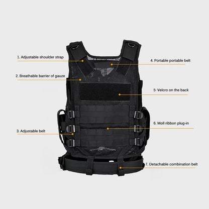 Adjustable Molle Tactical Vest Military Combat Body Armor Vests Security Hunting Army Outdoor CS Game Airsoft Training Jacket by PETAL & GLOW
