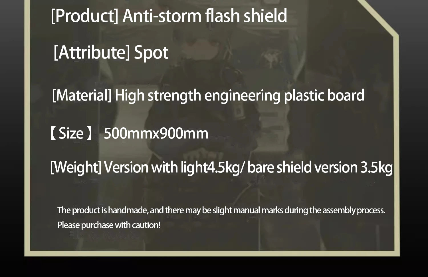 High-strength ABS Impact-resistant Flash Shield Live CS Riot Shield Cos Shield Prop Equipment Can Be Customized by PETAL & GLOW