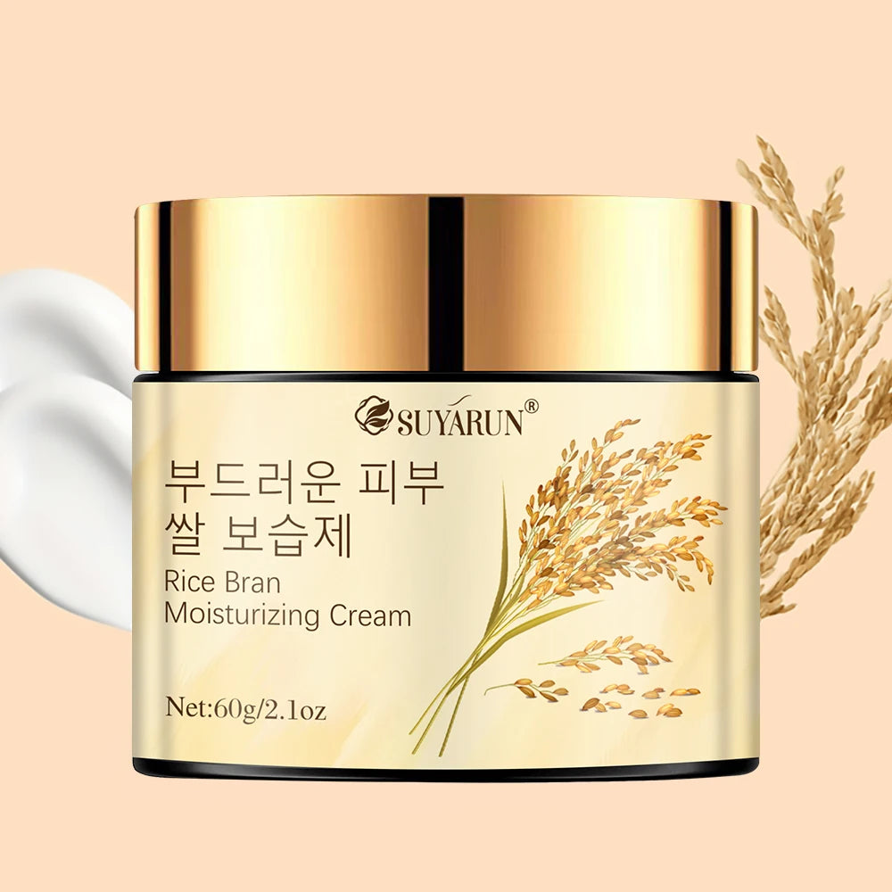 SUYARUN Korean Rice Extract Hydrating Face Cream 24H Moisture - Brightening Nourishing Skincare for Dry Sensitive Skin All Types