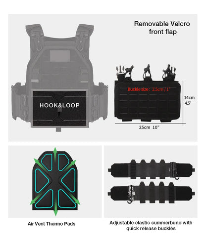 YAKEDA Tactical Vest Outdoor Hunting Plate Carrier Protective Adjustable Vest Airsoft Carrier Combat Equipment 6094 Vest by PETAL & GLOW