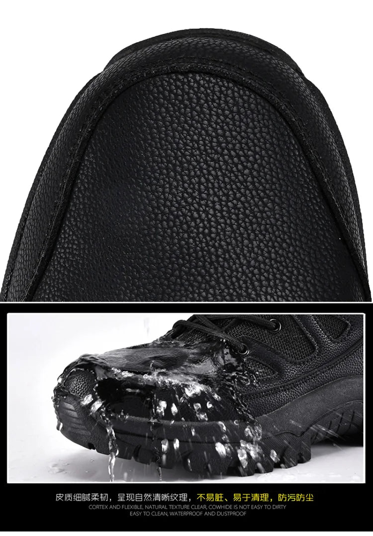 Men's Military Tactical Boots Army Boots Men Side Zipper Military Boots Men Anti-Slip Ankle Boots Work Safety Shoes Hiking Shoes by PETAL & GLOW