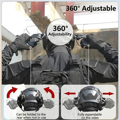 Tactical Helmet Set with Mask Goggles & Headset, Full Face Fast Helmet for Airsoft Paintball Shooting Gear, Military Cosplay by PETAL & GLOW
