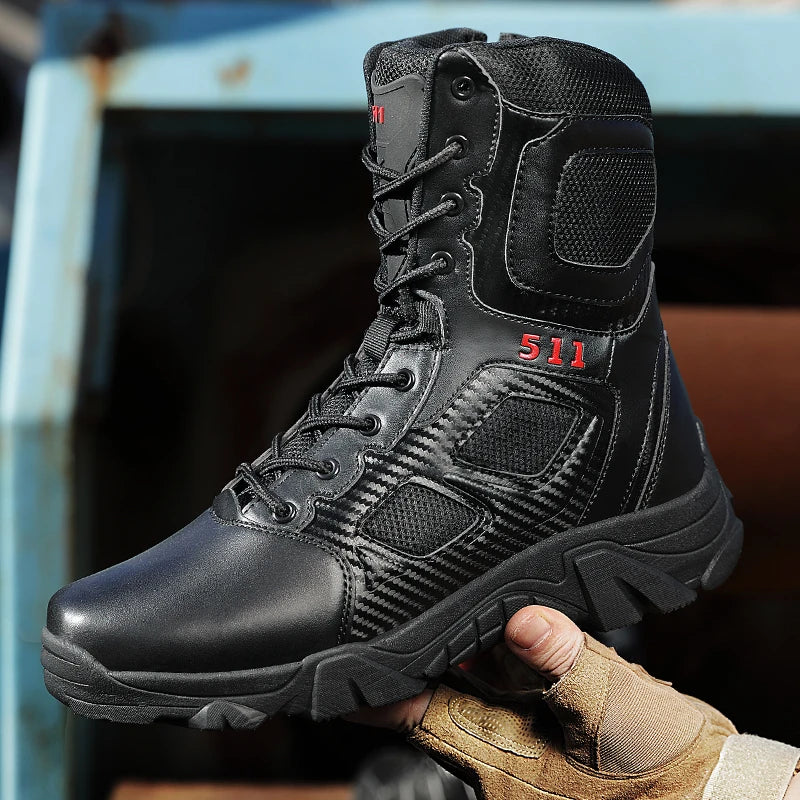 Men Male Masculine Botas Tacticas Hombre Militar Masculine SneakerMotorcycle Ankle Combat Boots Black Botas Militares Hombre by PETAL & GLOW