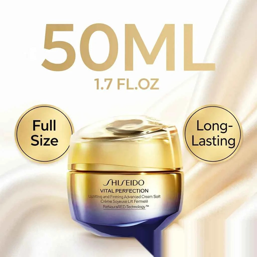 Shiseido Vital Perfection Uplifting Firming Advanced Cream 50ml Safflower Extract Lifting Smoothing Nourishing Moisturiser