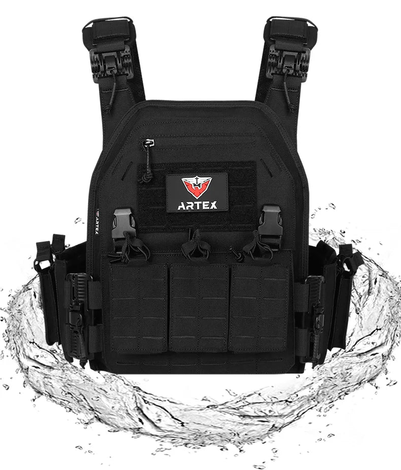 Artex New combat vest 6094 quick detachable light laser cut tactical vest black gear to carry airsoft carrier combat equipment by PETAL & GLOW