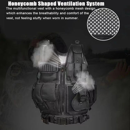 Adjustable Molle Tactical Vest Military Combat Body Armor Vests Security Hunting Army Outdoor CS Game Airsoft Training Jacket by PETAL & GLOW