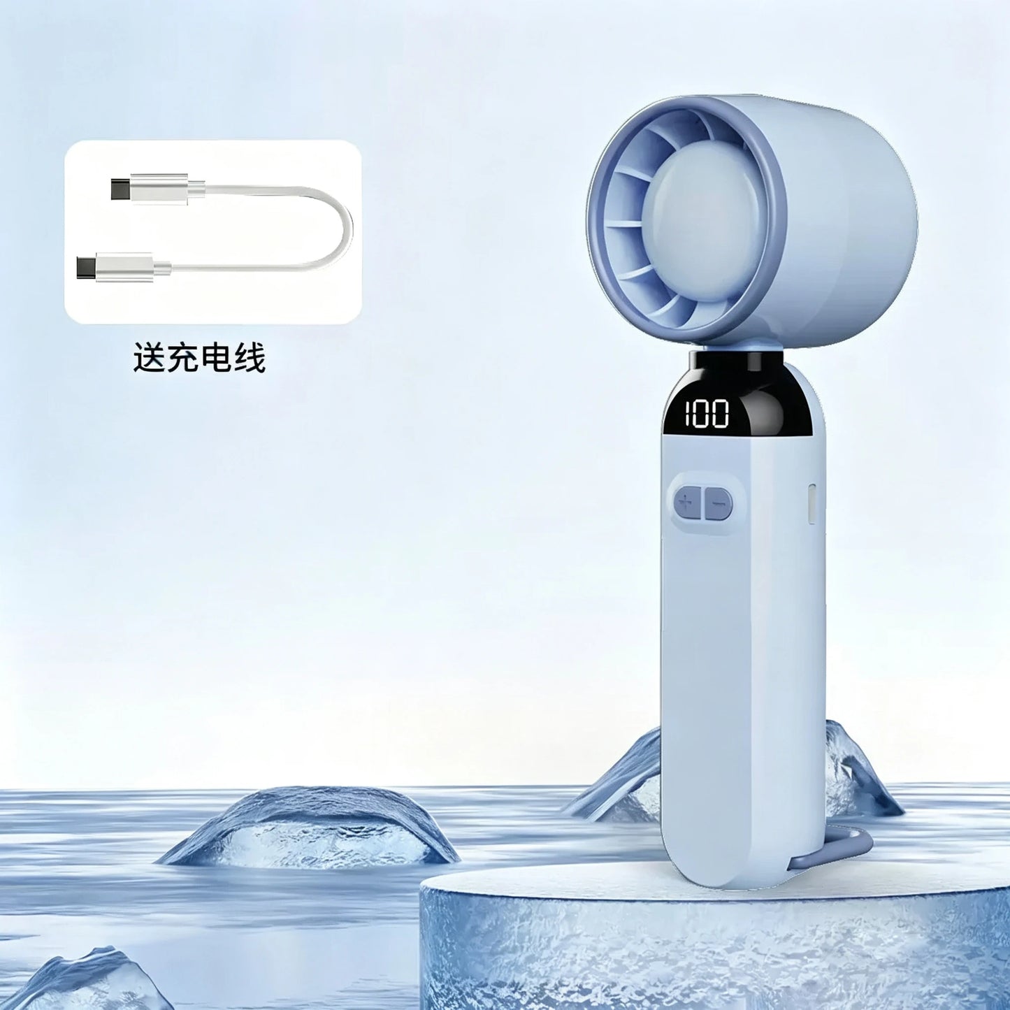 3-in-1 Handheld Neck Fan  Mini Turbo Fan 5-Speed High-speed Portable USB Rechargeable Fan for Outdoor Office