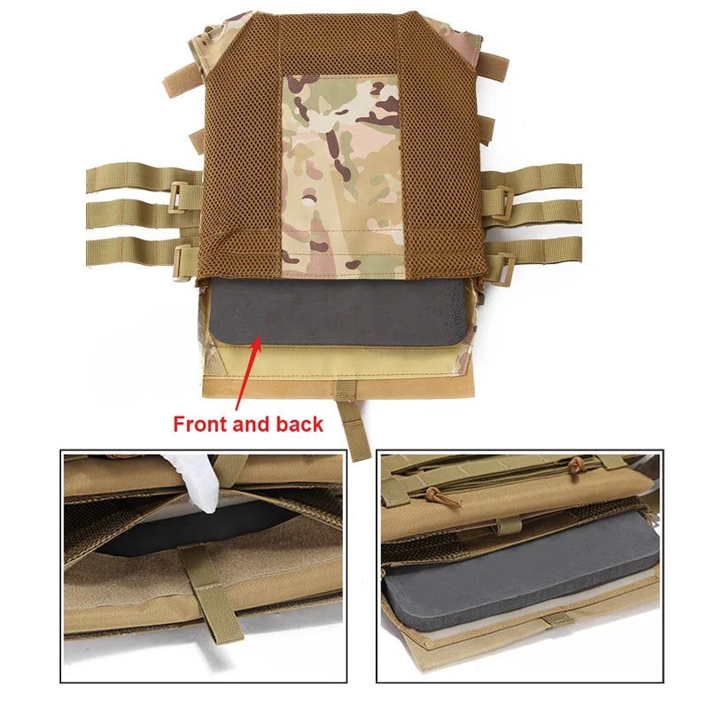 Nylon Tactical Vest Body Armor Hunting Carrier Airsoft Accessories Combat MOLLE Camo Vests by PETAL & GLOW