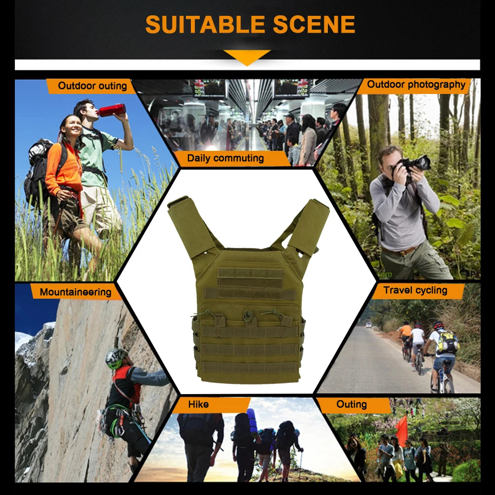 Tactical Hunting Tactical Vest Waterproof Outdoor Body Armor Lightweight JPC Molle Plate Carrier Vest for CS Game Jungle Gear by PETAL & GLOW