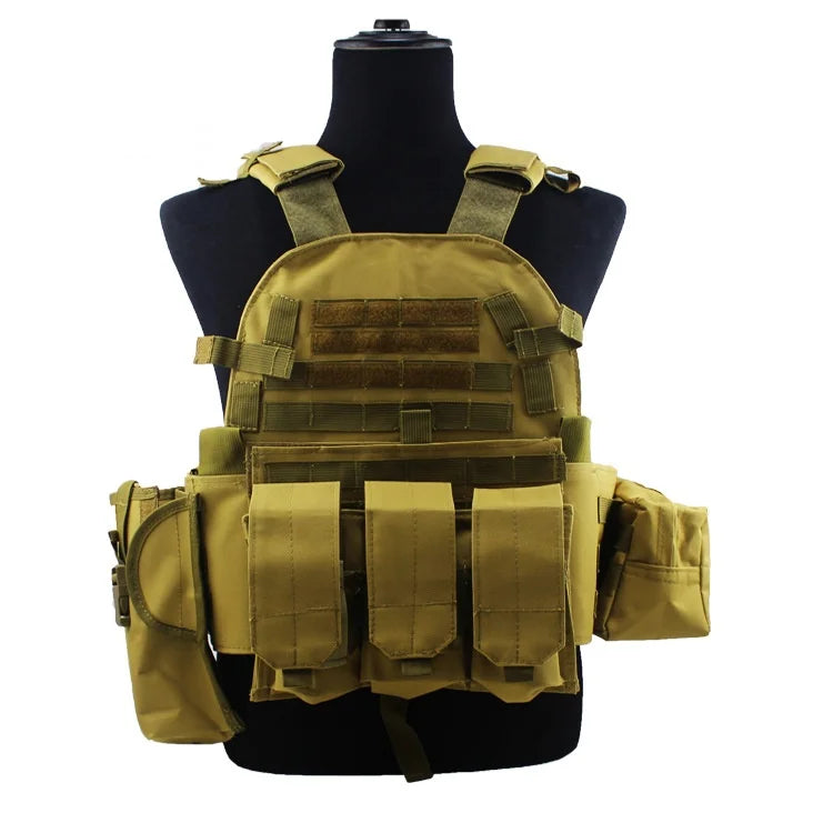 Adult Military Tactical Vest Body Armor Protection Plate Carrier Airsoft Accessories Outdoor Hunting Combat Equipment MOLLE Vest by PETAL & GLOW