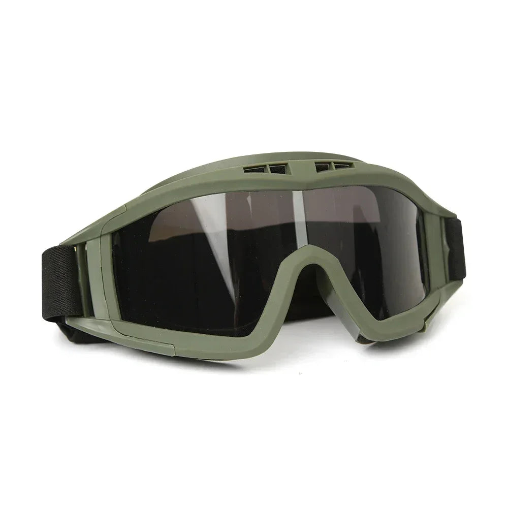 New Airsoft Tactical Goggles 3 Lens Windproof Dustproof Shooting Motocross Motorcycle Mountaineering Glasses CS Safe Protection by PETAL & GLOW
