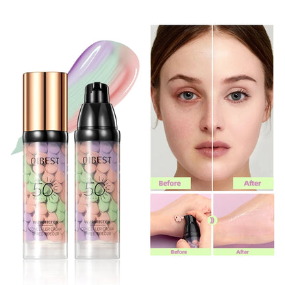 Qibest Three Color Press Release Cream Concealer Isolate Makeup Facial Base Brightening Cream Liquid Concealer Face Primer