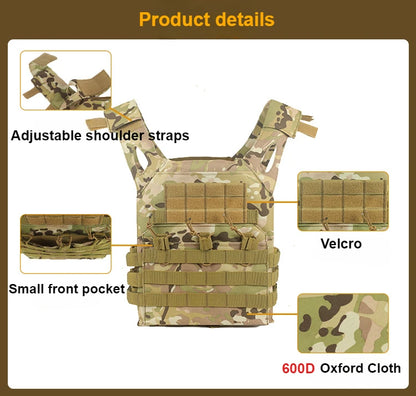 Nylon Tactical Vest Body Armor Hunting Carrier Airsoft Accessories Combat MOLLE Camo Vests by PETAL & GLOW