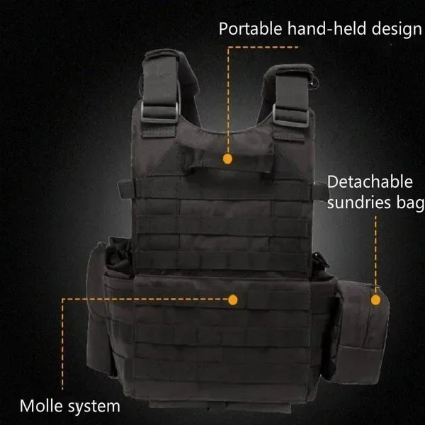 6094 Military Tactical Vest Body Armor Combat Army CS Gear Hunting Plate Carrier Airsoft Accessories Wargame Pouch Molle Vest by PETAL & GLOW