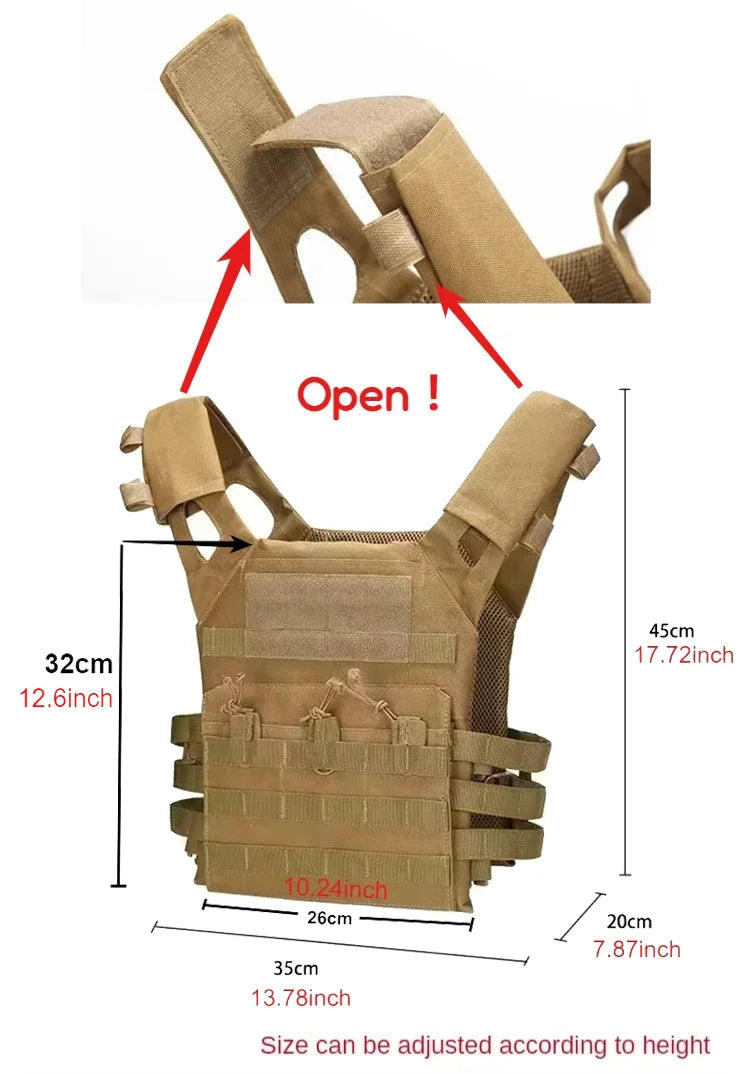 Nylon Tactical Vest Body Armor Hunting Carrier Airsoft Accessories Combat MOLLE Camo Vests by PETAL & GLOW