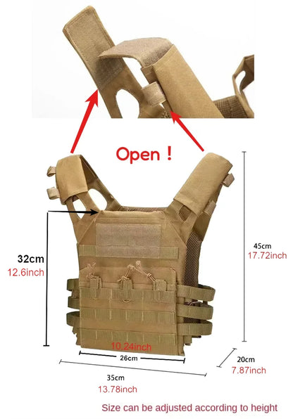 Nylon Tactical Vest Body Armor Hunting Carrier Airsoft Accessories Combat MOLLE Camo Vests by PETAL & GLOW