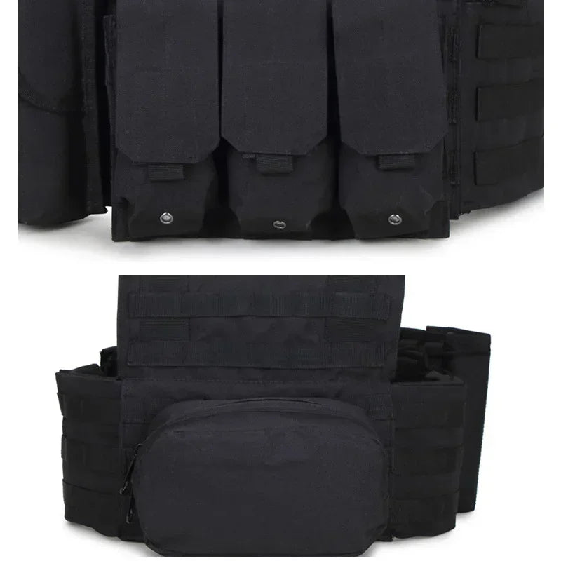 6094 Military Tactical Vest Body Armor Combat Army CS Gear Hunting Plate Carrier Airsoft Accessories Wargame Pouch Molle Vest by PETAL & GLOW