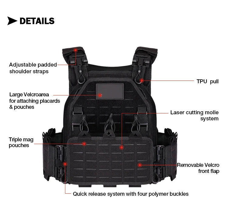 YAKEDA Tactical Vest Outdoor Hunting Plate Carrier Protective Adjustable Vest Airsoft Carrier Combat Equipment 6094 Vest by PETAL & GLOW