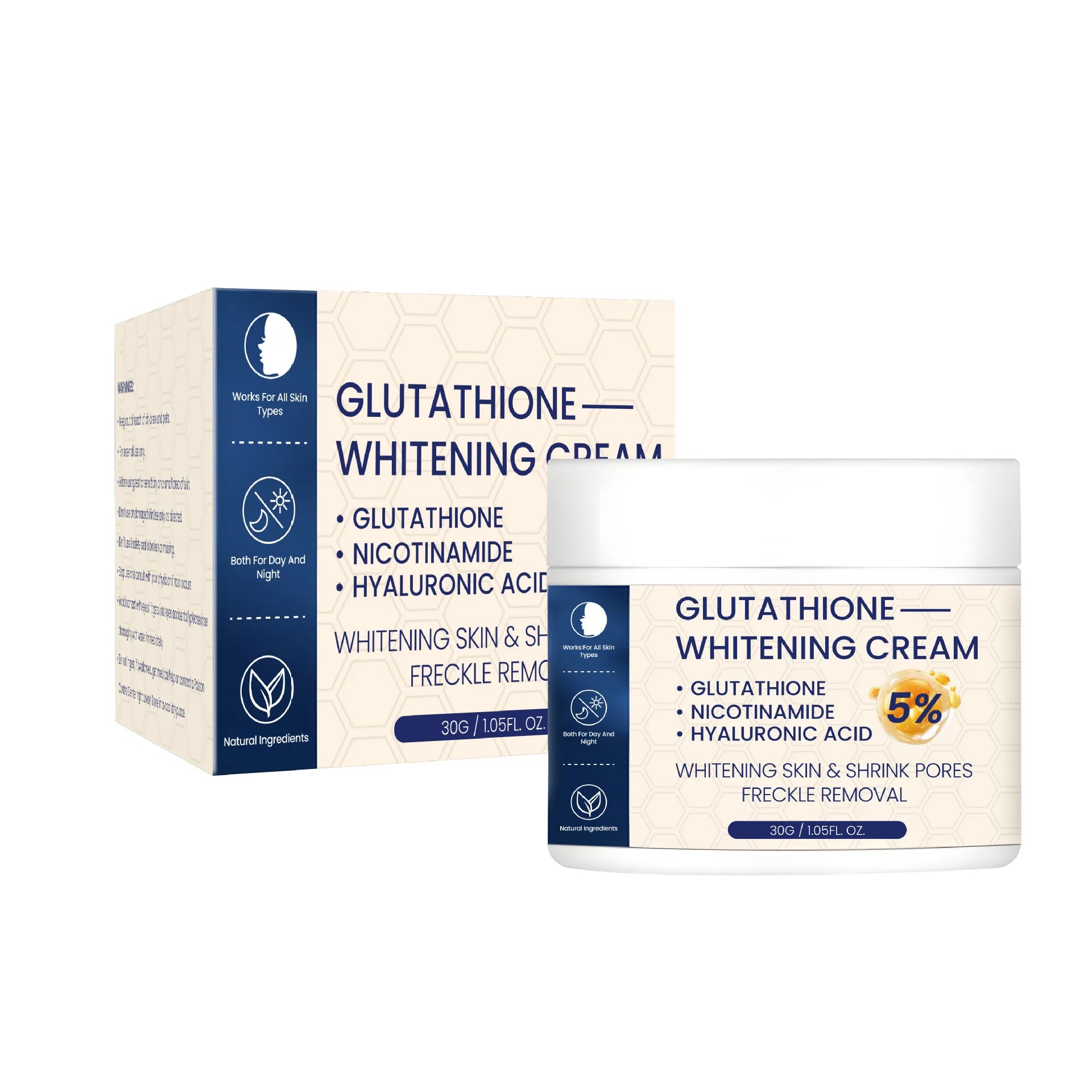 Whitening Face Cream, Reduce Dark Spots, Sun Spots, Melanin, With Collagen, Glutathione, Even Skin Tone For All Skin Types by PETAL & GLOW