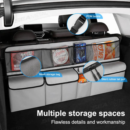 9-Pocket Car Seat Back Organizer Wear-Resistant Oxford Cloth Gray