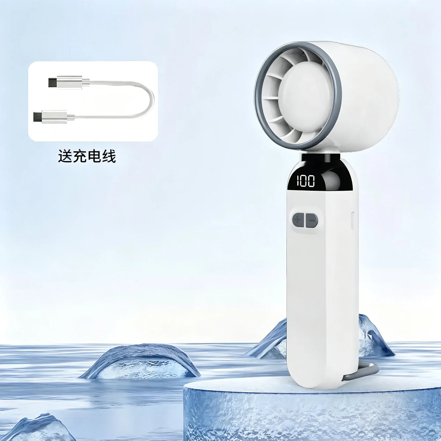 3-in-1 Handheld Neck Fan  Mini Turbo Fan 5-Speed High-speed Portable USB Rechargeable Fan for Outdoor Office
