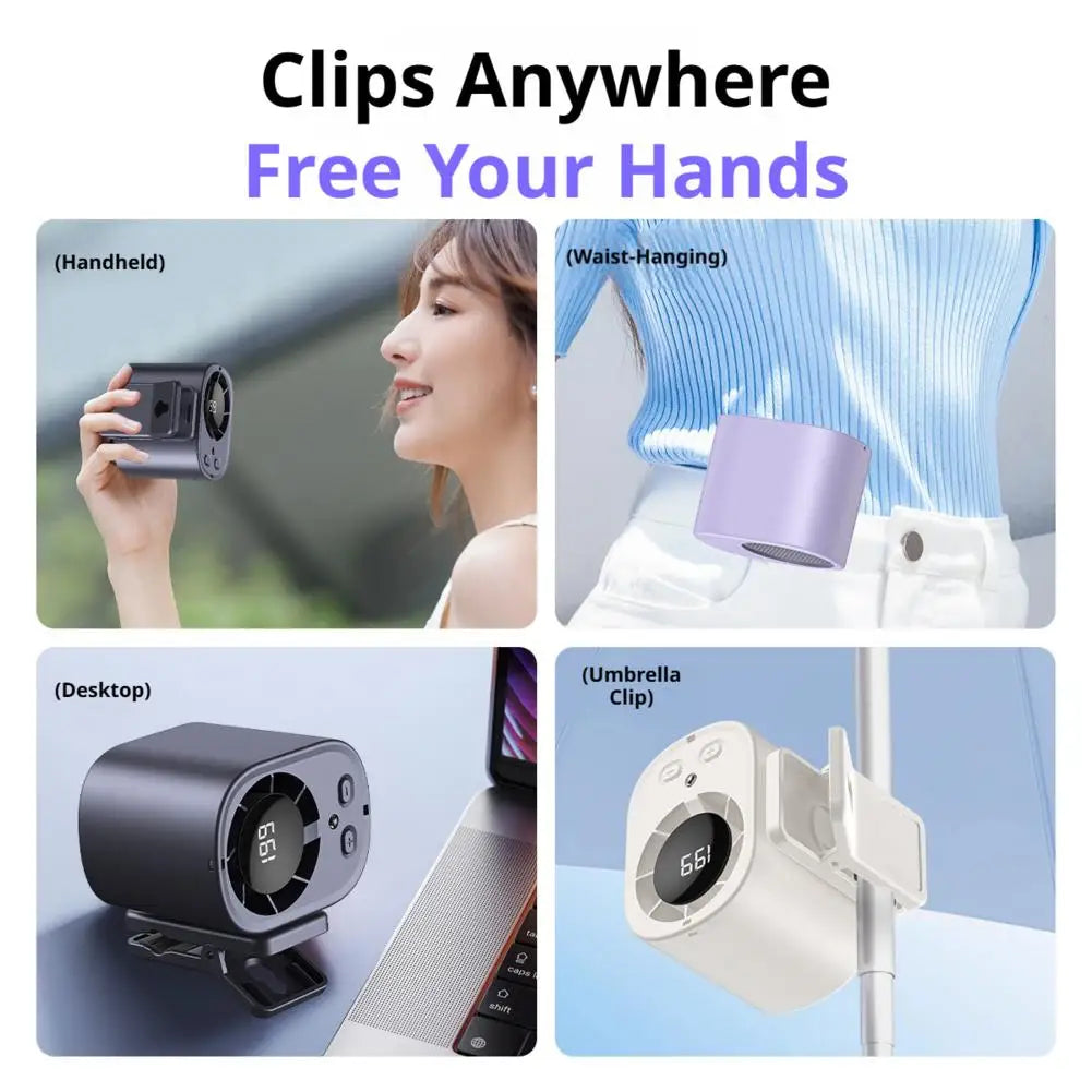 Fan Waist Hanging Neck Clip Handheld Small Fan Desktop Multifunctional High Wind Speed Small Fan