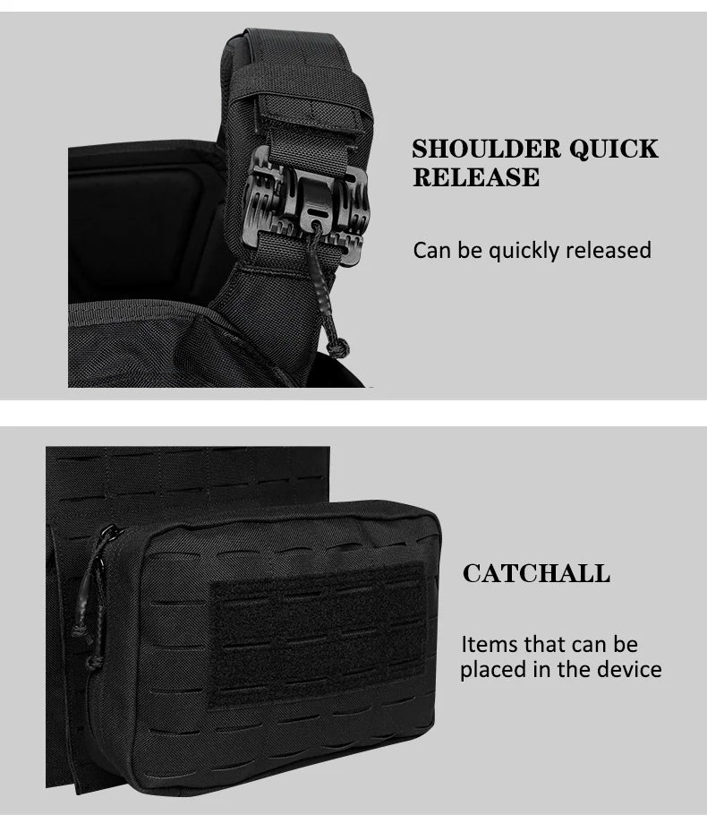 Artex New combat vest 6094 quick detachable light laser cut tactical vest black gear to carry airsoft carrier combat equipment by PETAL & GLOW