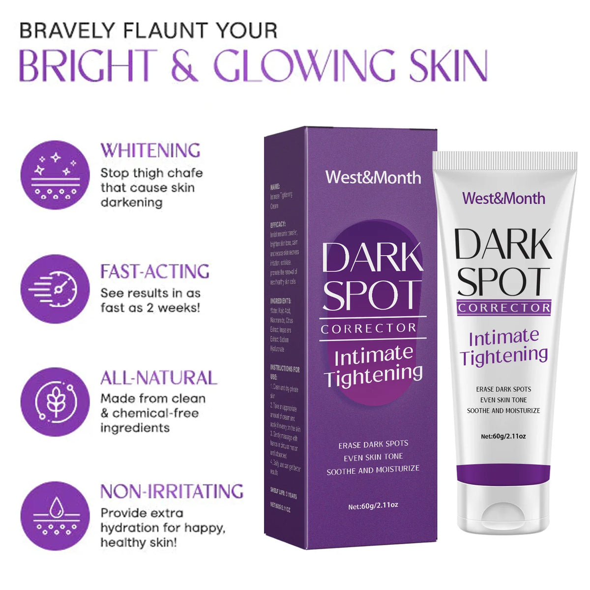 Body Whitening Cream Fade Joint Elbow Knee Armpit Pigmentation Underarm Melanin Bleaching Moisturizing Dark Spot Corrector Cream by PETAL & GLOW